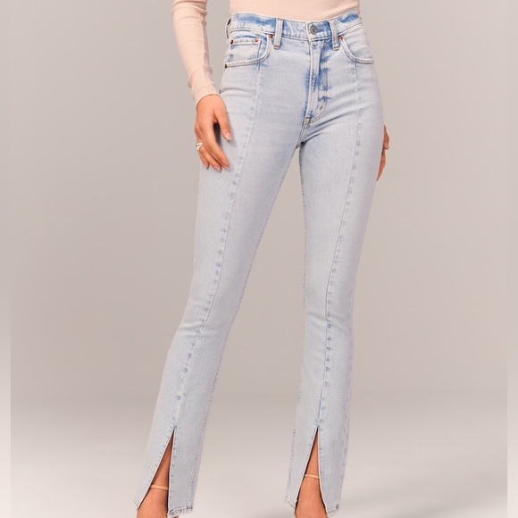 Abercrombie Jeans high rise split hem flare light wash - Picture 9 of 9